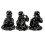 The 3 Monks "secret of happiness". Resin statues black lacquered h20cm
