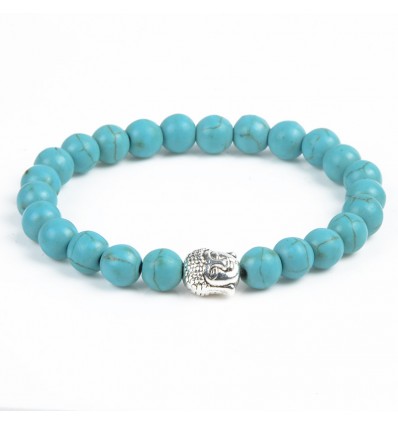 Bracelet en Turquoise naturelle + perle Bouddha. Livraison gratuite. 
