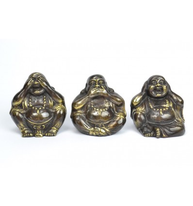 Statuettes "3 Bouddhas de la sagesse" en bronze massif.