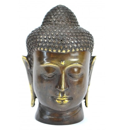 La testa di Buddha. Realizzato artigianalmente in bronzo H15cm. Decorazione Zen.