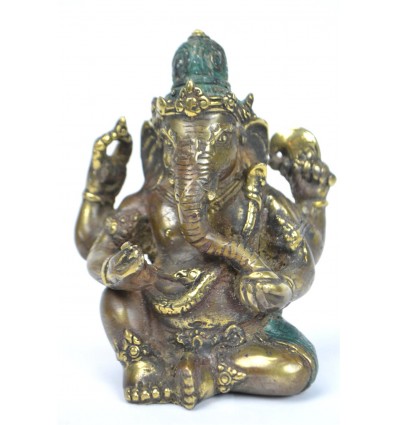 Statuette Ganesh en bronze massif. Déco asiatique indienne.