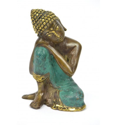 Statuetta di Buddha Pensante in vero bronzo, stile antico.