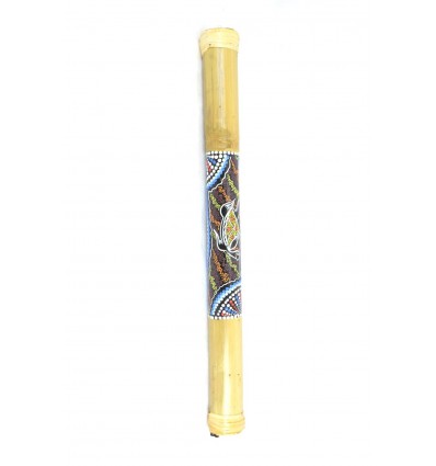 Bâton de Pluie en bambou, Rainstick 60cm décor peint à la main.