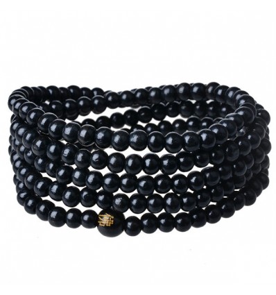 Tibetan bracelet, Mala in black wood beads.