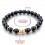 Bracelet in Onyx natural + pearl Buddha golden. Free shipping. 