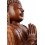 Grande statue Bouddha assis mains jointes en bois, déco bouddhiste.