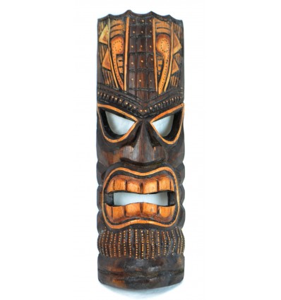 Masque Tiki maori en bois fabrication artisanale, commerce équitable.