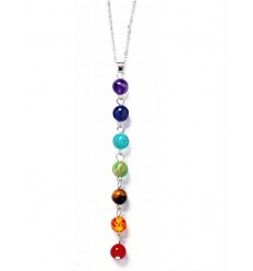 Necklace with pendant "7 chakras" in fine stones.