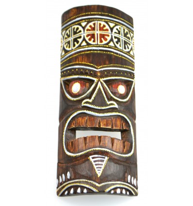 Tiki mask h30cm wood colorful pattern. Decoration Tiki. 