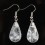 Shape earrings drop rock crystal, hook, silver plated.