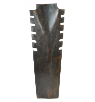 Busto display collane, rosetta in legno massello color cioccolato H40cm