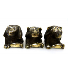 Les singes de la sagesse. 3 Statuettes déco en bronze. 