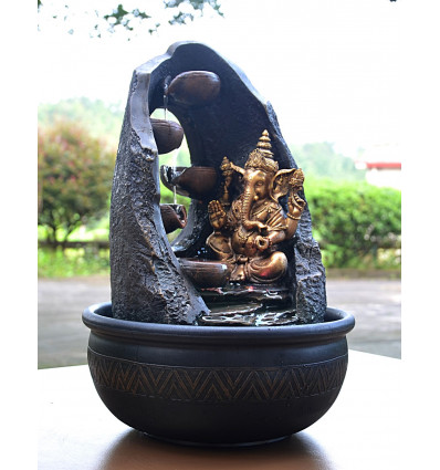 Fontaine d'intérieur Ganesh éclairée led, originale et orientale.