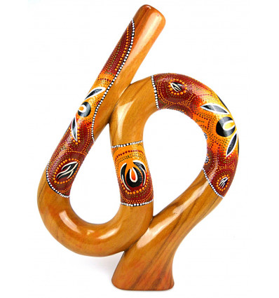Didgeridoo yoga spirale forme S, peinture aborigène. Achat pas cher.