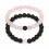 Bracelets de distance / d'amoureux - Agate noire et Quartz rose - Livraison offerte !!!
