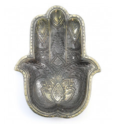Plateau main de fatma bronze, vide poche, déco berbère orientale.