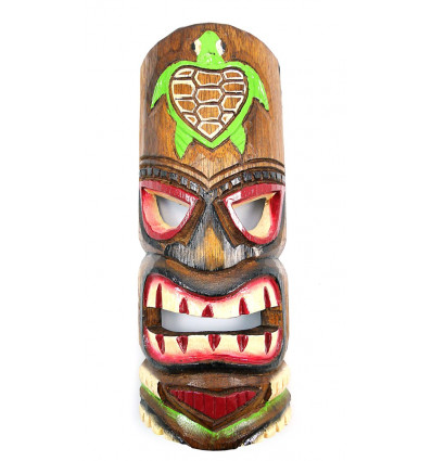 Masque tiki en bois pas cher. Décoration Tiki Hawaï Tortue Tahiti.