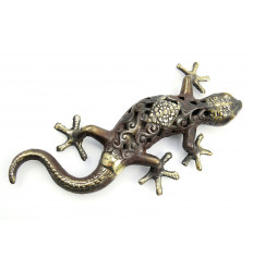 Statuette salamandre gecko margouillat en bronze. Artisanat de Bali.