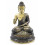 Statue Bouddha protection assis en bronze. Décoration artisanat Asie.