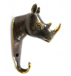 Peg Rhinoceros in bronze, coat hanger wall hook original.