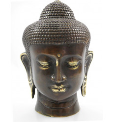 Testa di Buddha. Realizzata artigianalmente in bronzo a15cm. Zen Decorazione.