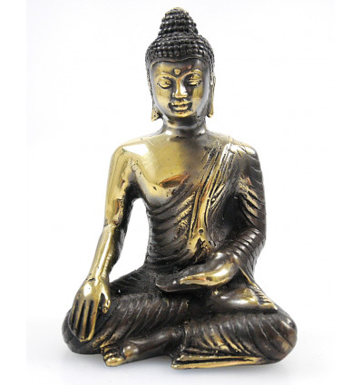 Statuetta in bronzo del Buddha Zen Bhumisparsa Mudra. Importazione di decorazioni asiatiche.