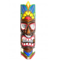 Tiki mask in colored wood. Hawaii Maori decoration, online sale.