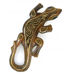 salamandre motif tribal peint à la main, petite déco murale pas cher.