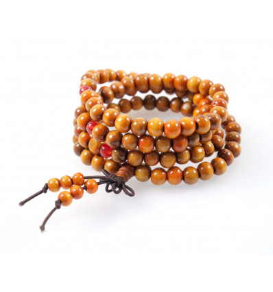 Bracelet Tibetan Mala beads wood 8mm + node without end. Colours camel