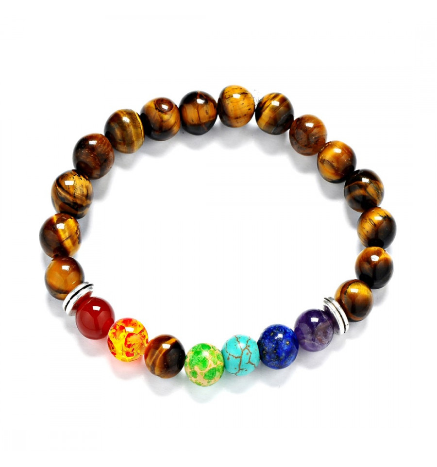 Bracelet 7 Chakras Oeil De Tigre Boules 8mm Ebay