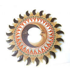 Large round ethnic mirror, exotic wall decoration house of the world.