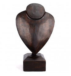 Buste présentoir à collier original en bois pour professionnel.