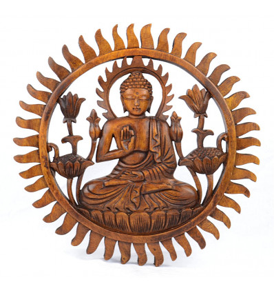 Decor wall Buddha, wood carving in asia.