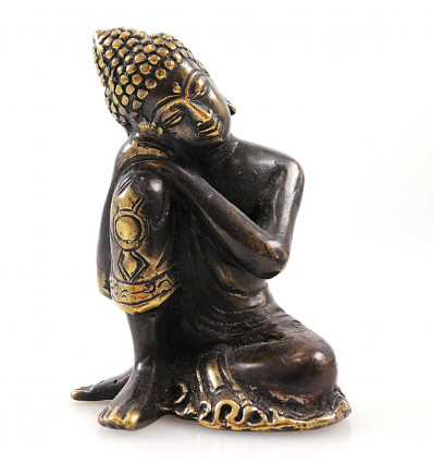 Statuetta di Buddha pensatore in bronzo massiccio mestieri dell'Asia.