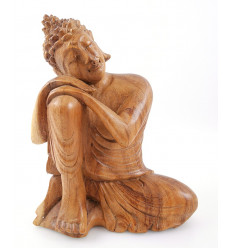 Statua di Buddha seduto h20cm raw in legno intagliato a mano