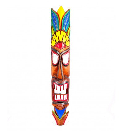 Tiki mask h50cm wood colorful pattern. Decoration Hawaiian Maori !