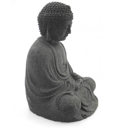 Statuette Bouddha en pierre noire, décoration zen autel bouddhiste.