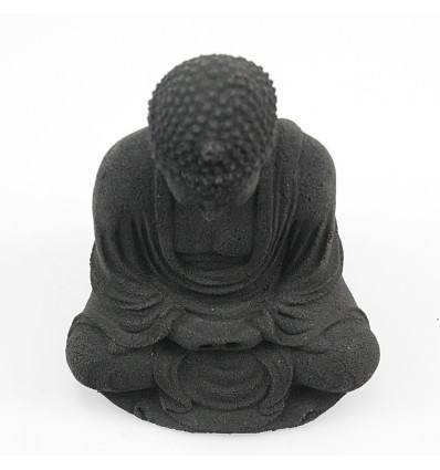 Statuette Bouddha en pierre noire, décoration zen autel bouddhiste.