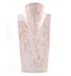 Busto Visualizzare le collane in legno massello bianco spazzolato professionale.