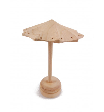 Display orecchini a forma di ombrello in legno massello lordo