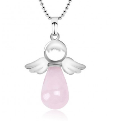 "My Guardian Angel" Necklace in Rose Quartz