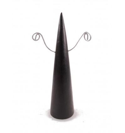 Display earrings cone shape solid wood black-stained