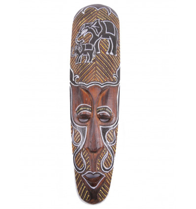 Maschera africana in legno, motivo Elefanti. Deco africano.