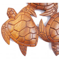 Decor wall "The round of the Turtles" - solid wood carved hand