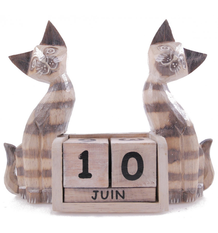 Perpetual Calendar Cube Wood Deco Cat Gift Girlfriend Cheap