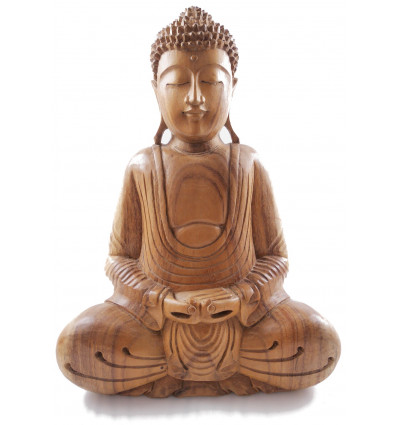Wooden Buddha Sculpture, Handcrafted Asian Decoration, Statue.