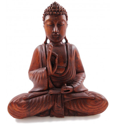 Statua di Buddha in legno artigianale Mûdra Education Argumentation