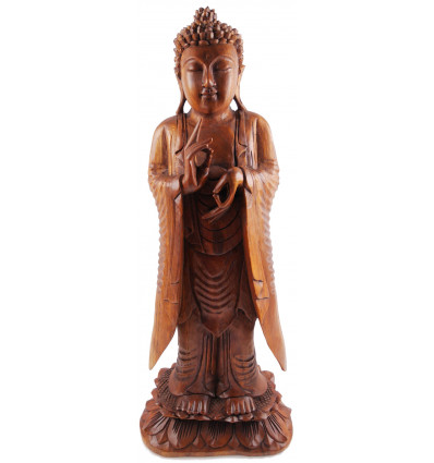 Grande statue sculpture Bouddha bois rare, déco zen.