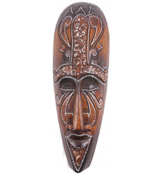 Masque batik africain en bois - Décoration artisanale 30cm
