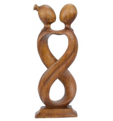 Statua astratta coppia Amore Infinito h20cm in legno massello tinta marrone